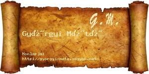 Györgyi Máté névjegykártya